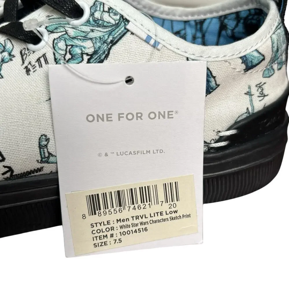 NWB Star Wars x TOMS Trvl Lite Low Men's Shoes Characters Sketch Print Size 7.5